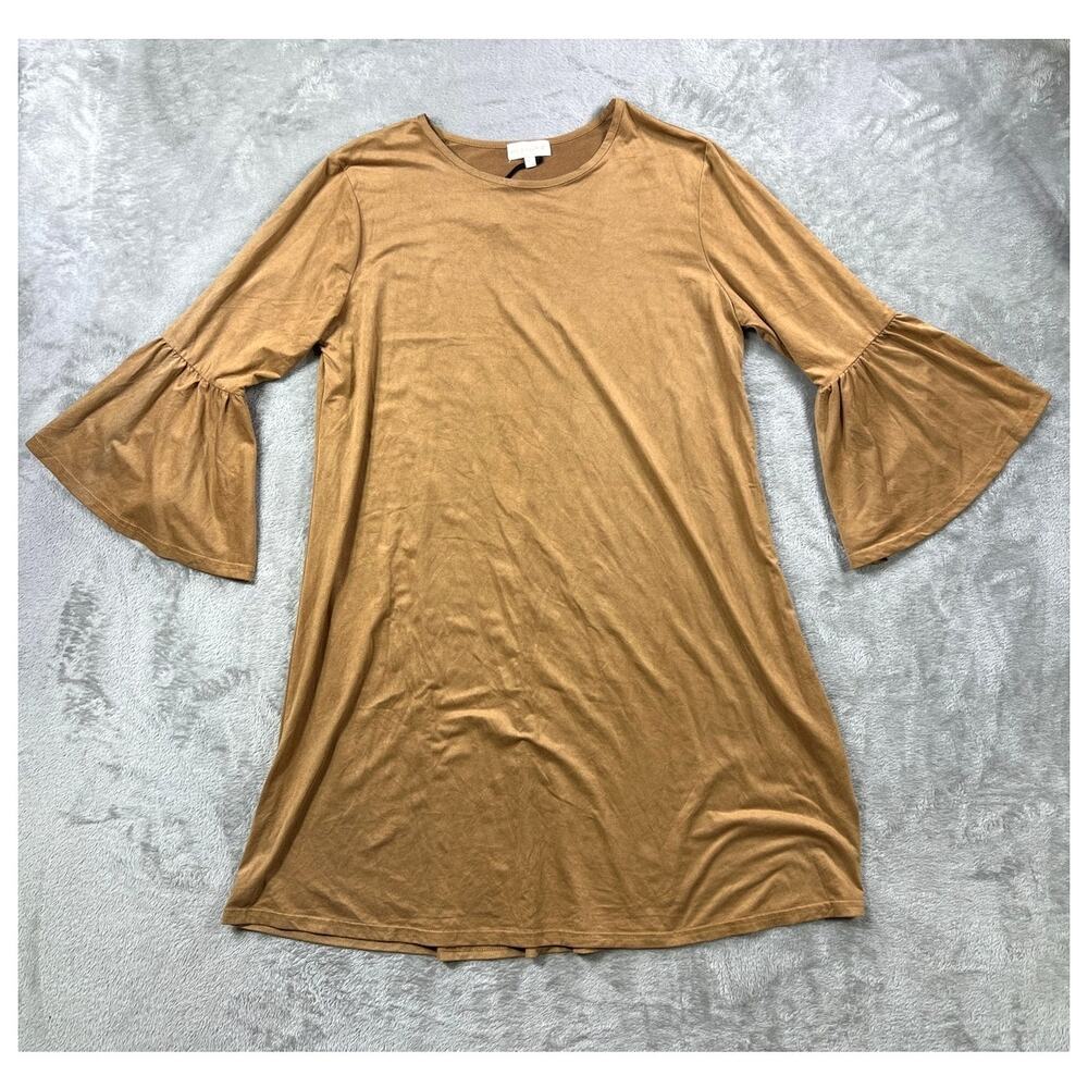 Simply Southern Tan Bell Sleeve Western Mini Dress Large - Picture 2 of 6